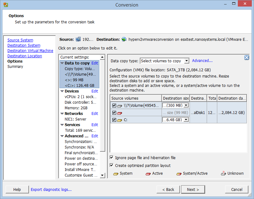 Microsoft Hyper-V to VMware ESXi VM conversion with VMware vCenter Converter