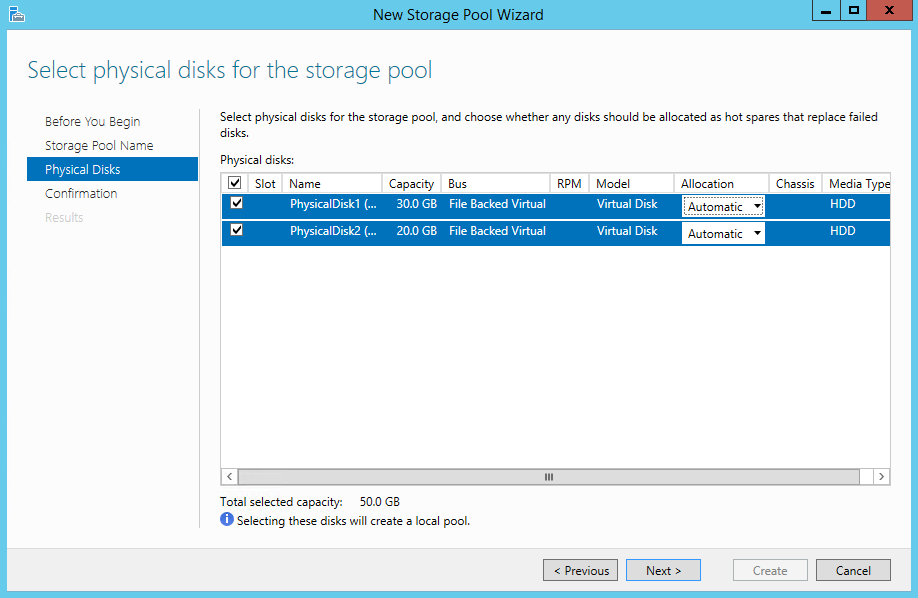 Storage Spaces on Windows Server 2012