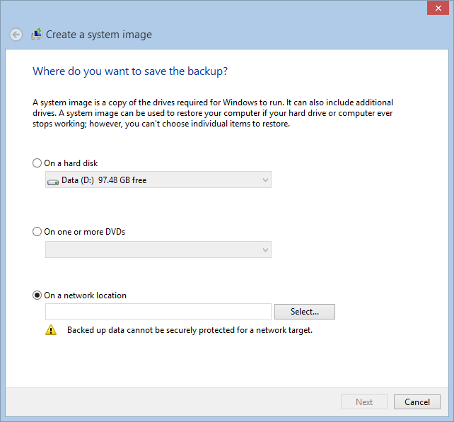 System Image Backup on Windows 8.1