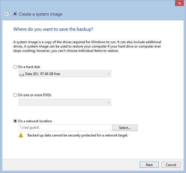  backup de imagine de sistem pe Windows 8.1