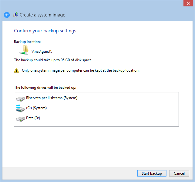 System Image Backup in Windows 10 e 8.1