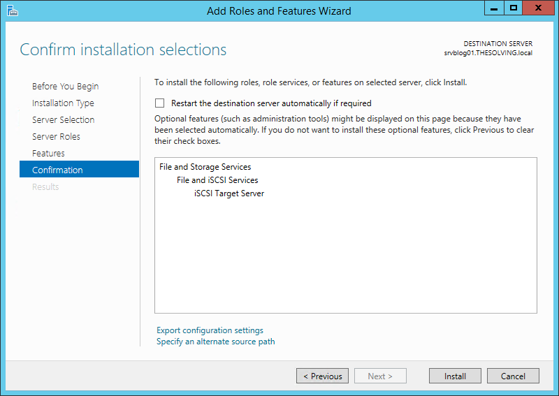 How to create an iSCSI target on Windows 2012