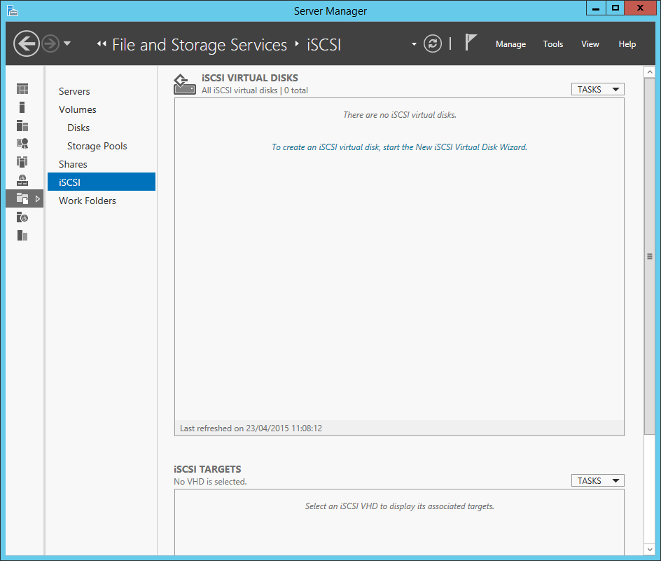 How to create an iSCSI target on Windows 2012