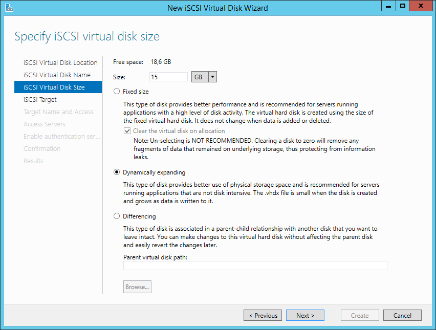 How to create an iSCSI target on Windows 2012