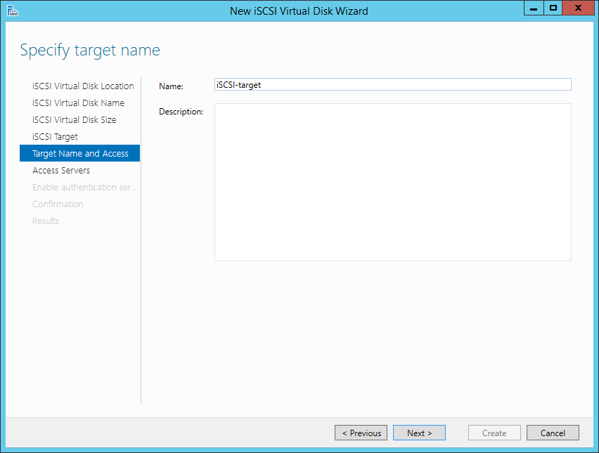 How to create an iSCSI target on Windows 2012