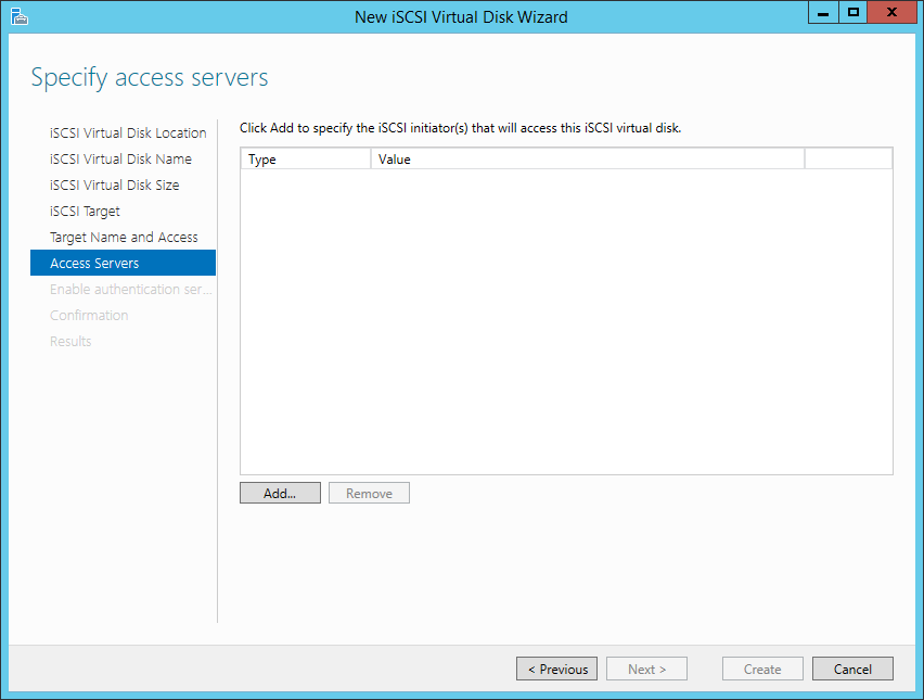 How to create an iSCSI target on Windows 2012