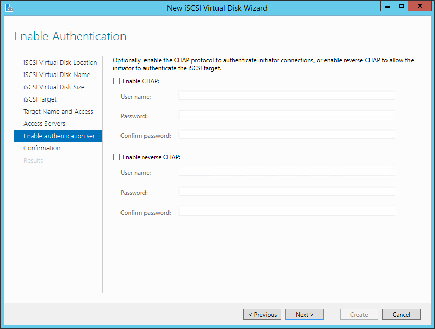 How to create an iSCSI target on Windows 2012