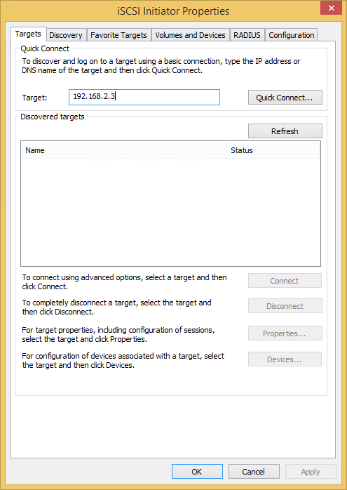 How to create an iSCSI target on Windows 2012