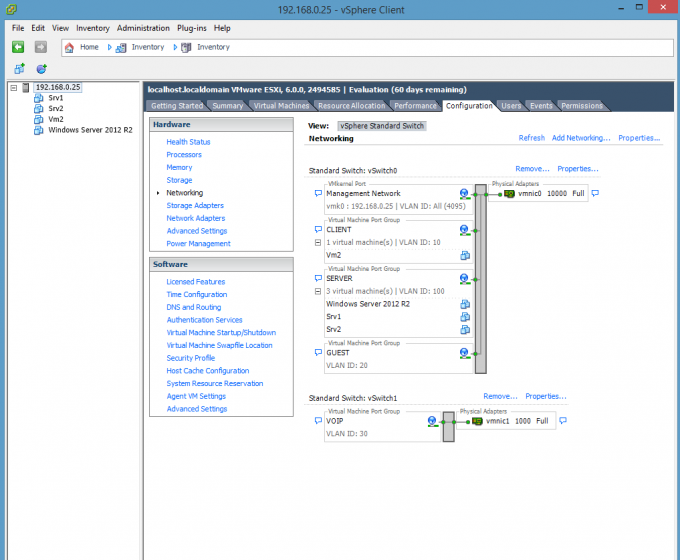 Virtual switches vmware настройка