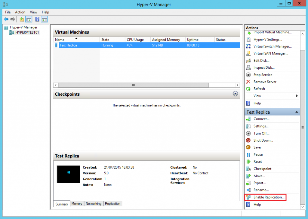 How to configure virtual machine replication on Hyper-V