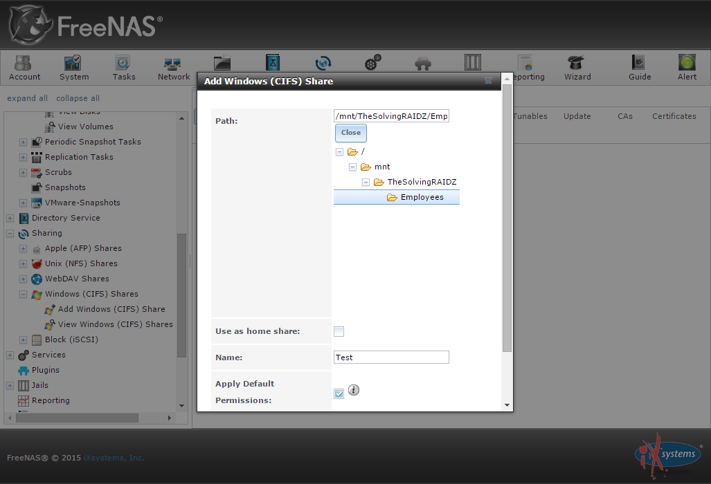 How to create a Windows share with FreeNAS