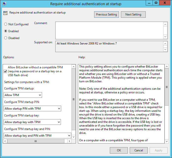 How to enable BitLocker on Windows Server 2012 R2