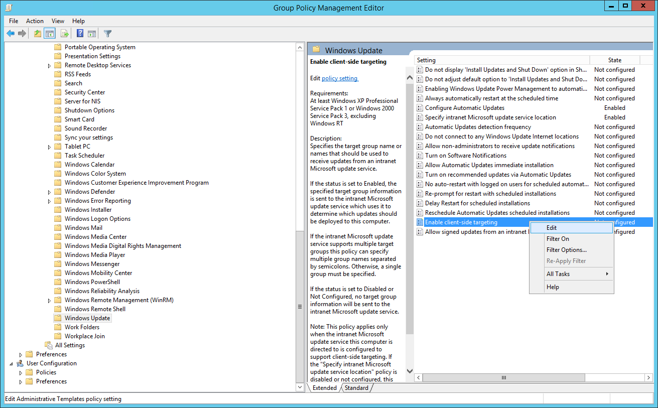 Configured. SP reset GPO.