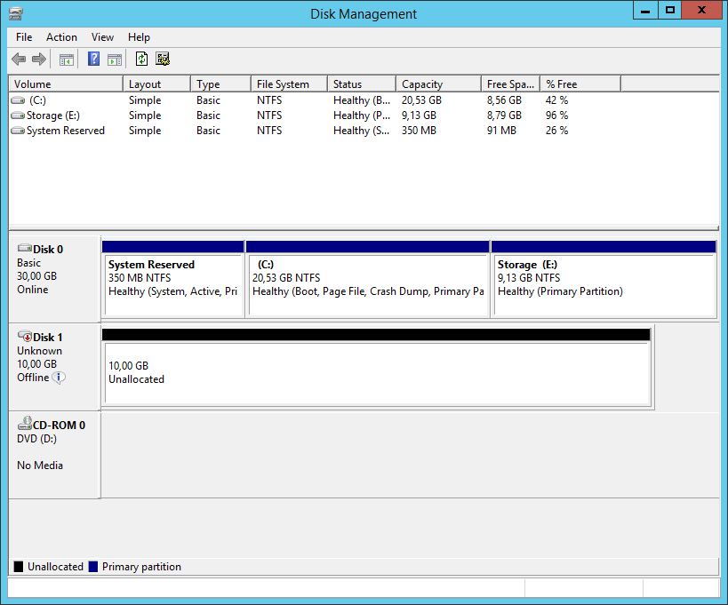 How to configure a pass-through disk with Hyper-V