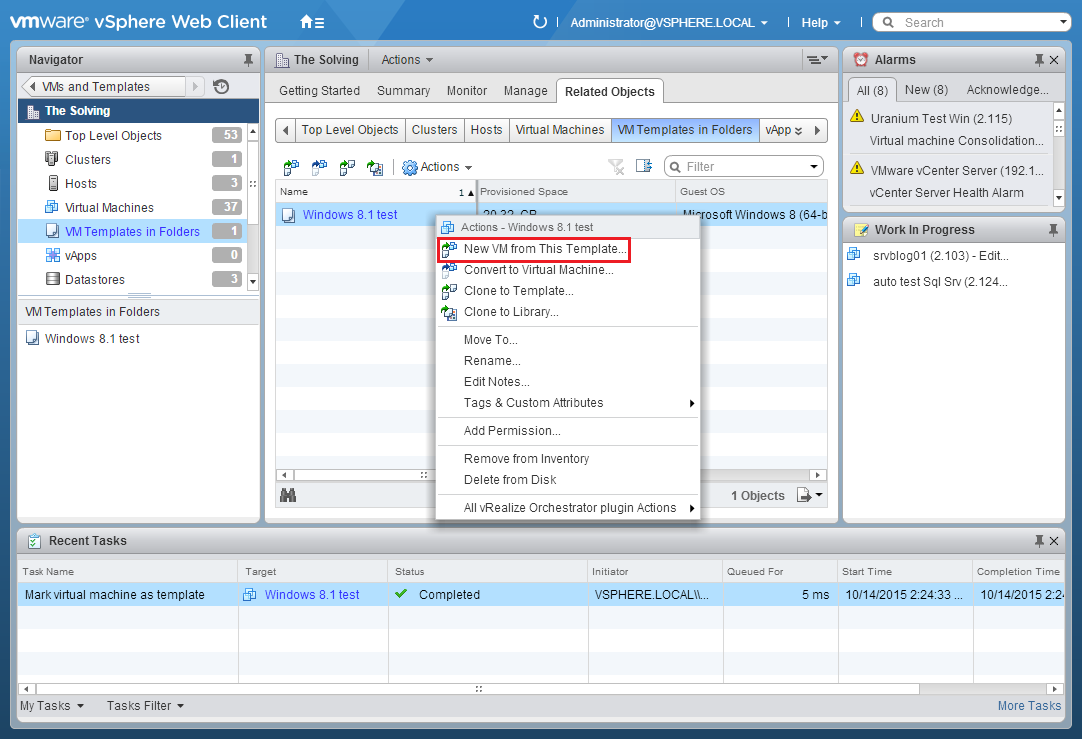 How to create a Template from a VM on VMware vSphere