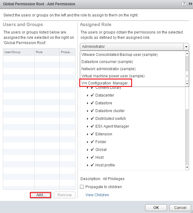 How to add a new user in a customized vCenter Role