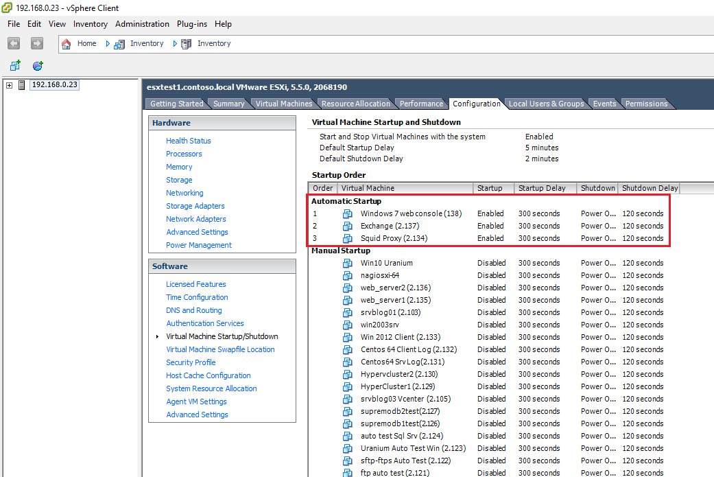 How to configure virtual machines automatically start and stop on VMware Esxi