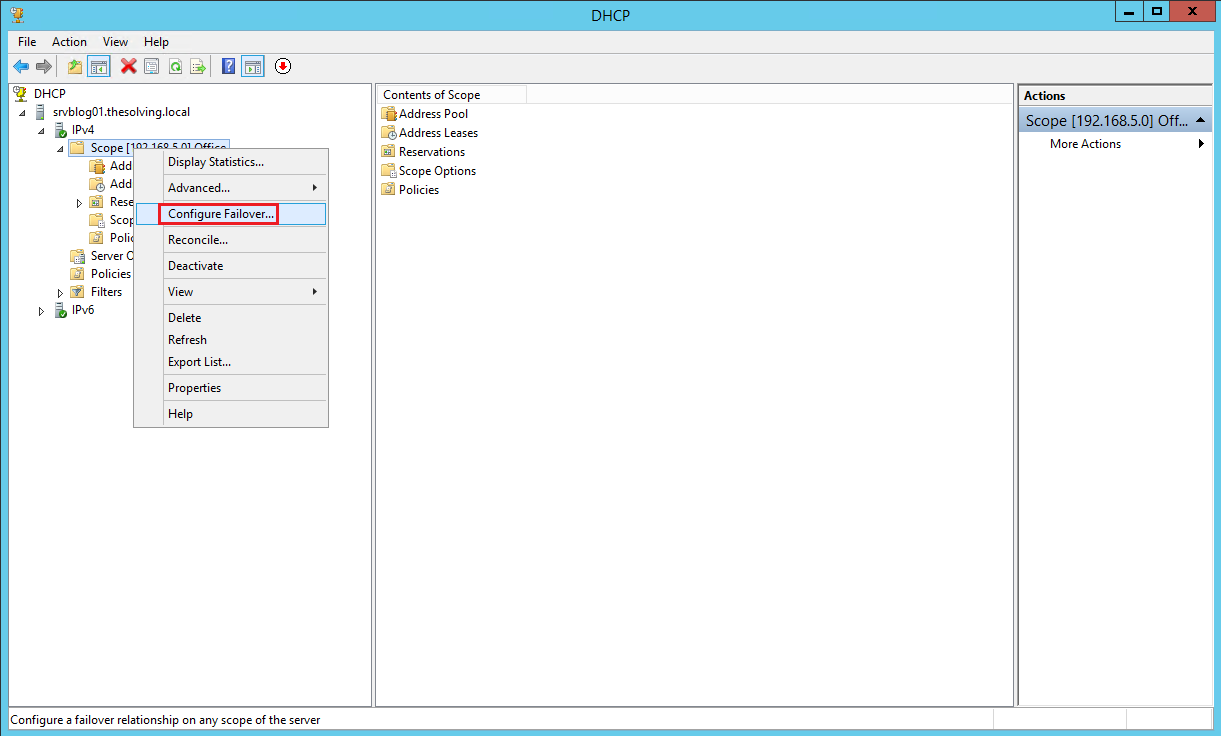 cum se configurează Failover Dhcp pe Windows Server 2012 R2